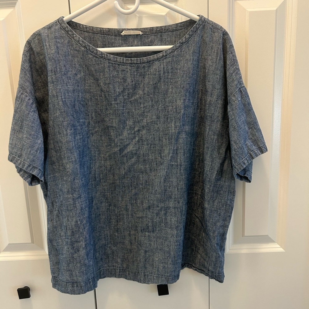 Eileen Fisher Casual Blue Denim Top